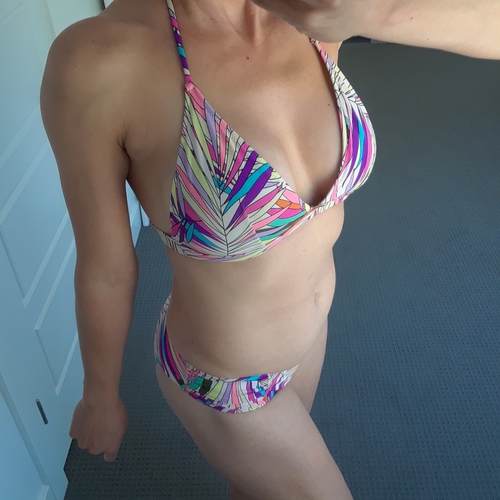 VS multi color palm leaf halter bikini set